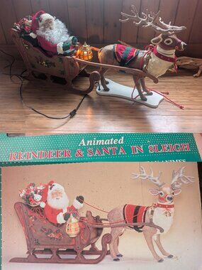 Holiday Creations Vintage 1993 Animated Santa & Reindeer